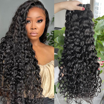 Mayqueen Hair Vendors Water Wave 9a 10a Raw India Hair Extension Virgin Cutice Aligined Human Hair Bundles for Bulk Wholesale